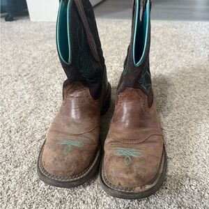 Brown and Teal Western Boots